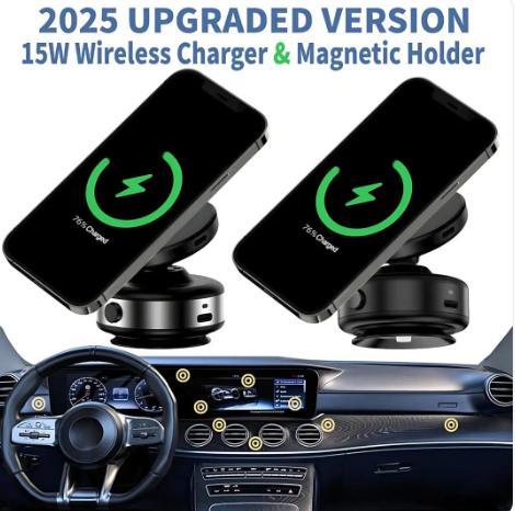 Magnetic Wireless Car Charger Mount - Fast Charging and Secure Hold