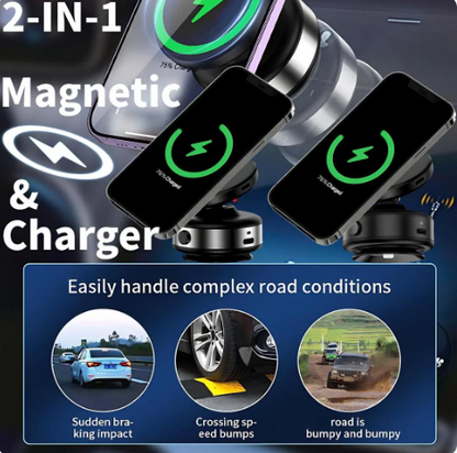 Magnetic Wireless Car Charger Mount - Fast Charging and Secure Hold