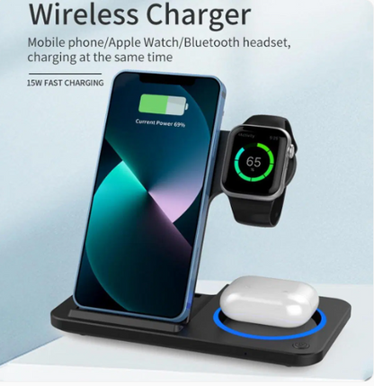 3-in-1 Magnetic Foldable Wireless Charger Stand – Fast Charging